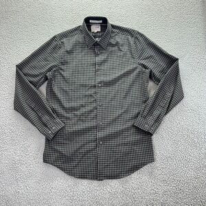 C-Lab Shirt‎ Mens Medium Green Checkered Slim Fit 4 Way Stretch Button Down
